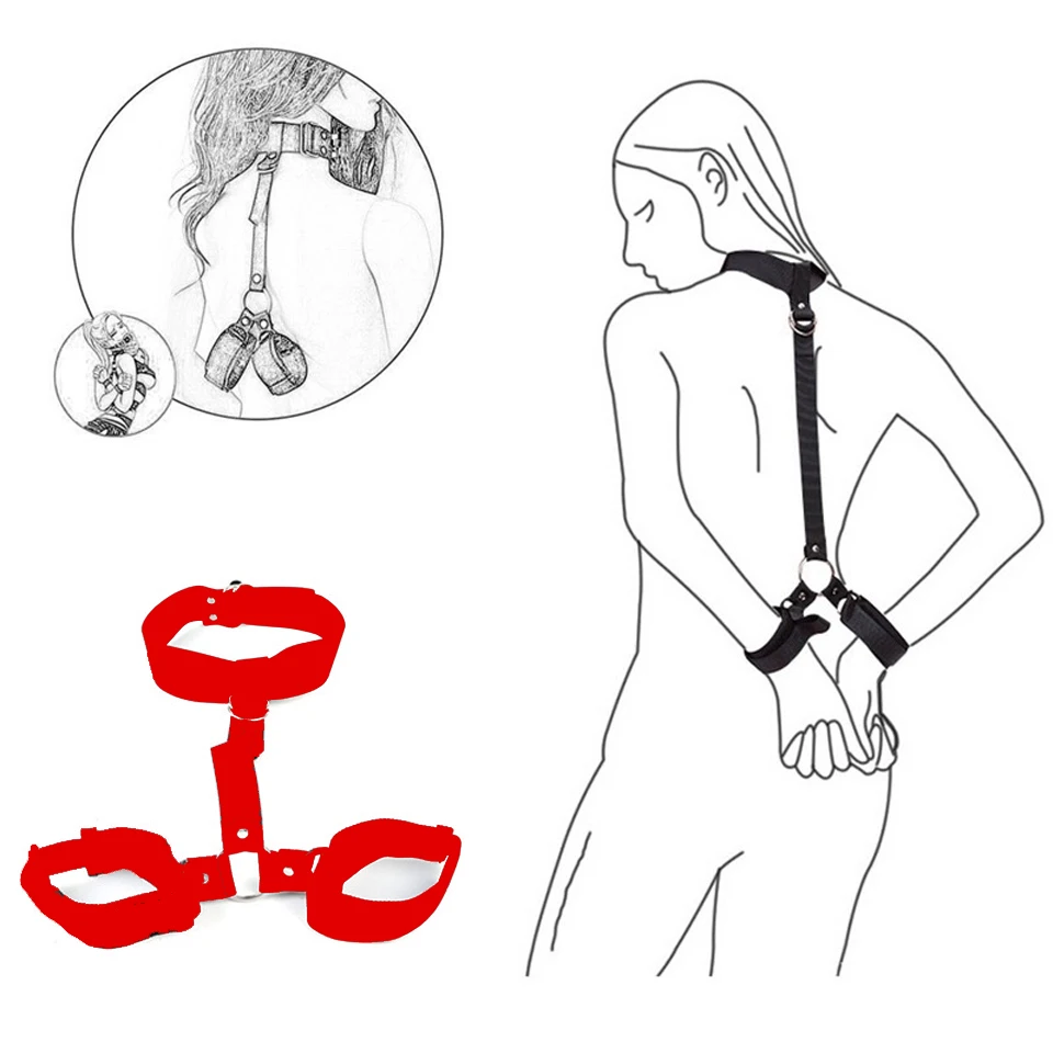 Сексуальные игрушки для пар БДСМ набор бондаж наручники шея лодыжки манжеты