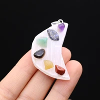 1pc moon natural crystals stones charms colorful amethyst quartz stone pendants for jewelry making diy necklaces earrings
