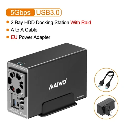 Док-станция MAIWO 2-х ячеек для жесткого диска SATA-USB 3.0 Док-станция для жесткого диска 3,5 дюйма с 4 режимами RAID