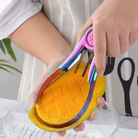 1pc kitchen gadgets household stainless steel mango meat remover core tool fruit tool pulp dicing knife cut gold fruit peeler