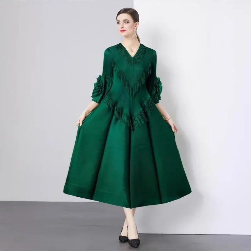 Женское однотонное плиссированное платье Miyake Design Sense с тяжелой тарелкой и