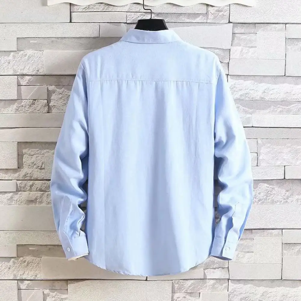 

Men Shirt Coat Men's Casual Lapel Shirt Coat Solid Color Single Breasted Long Sleeve Outwear with Patch Pockets for Spring