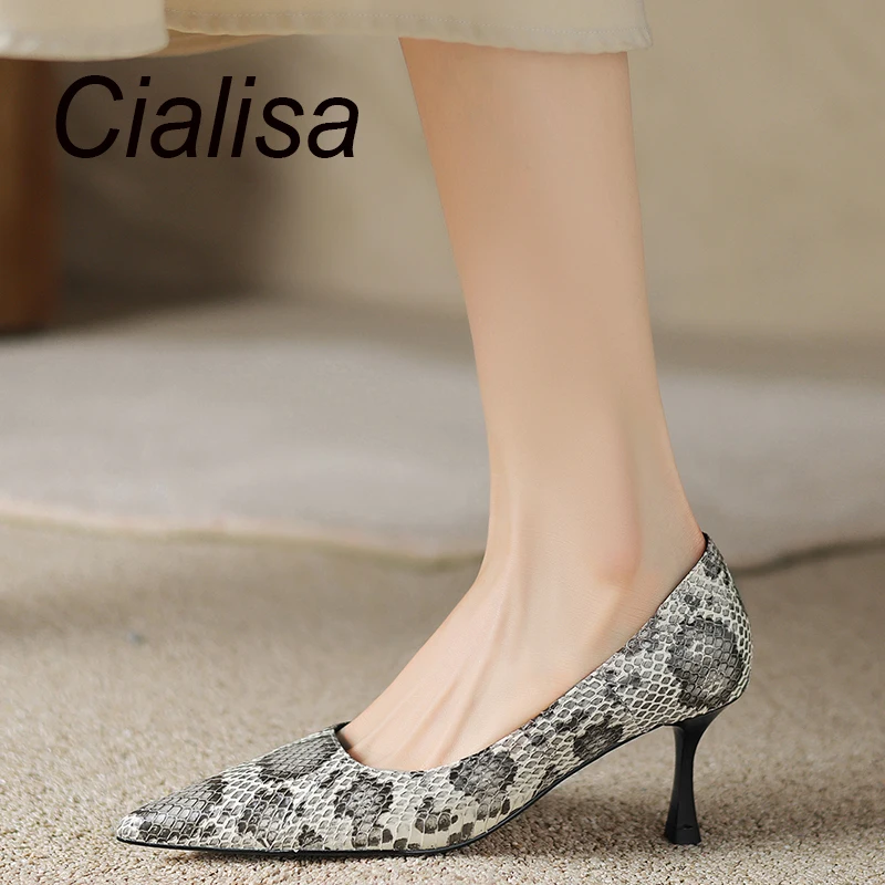

Cialisa Elegant Pumps Stiletto Pointed Toe High Quality Genuine Leather Women Shoes Party Autumn High Heels Lady Footwear 2023