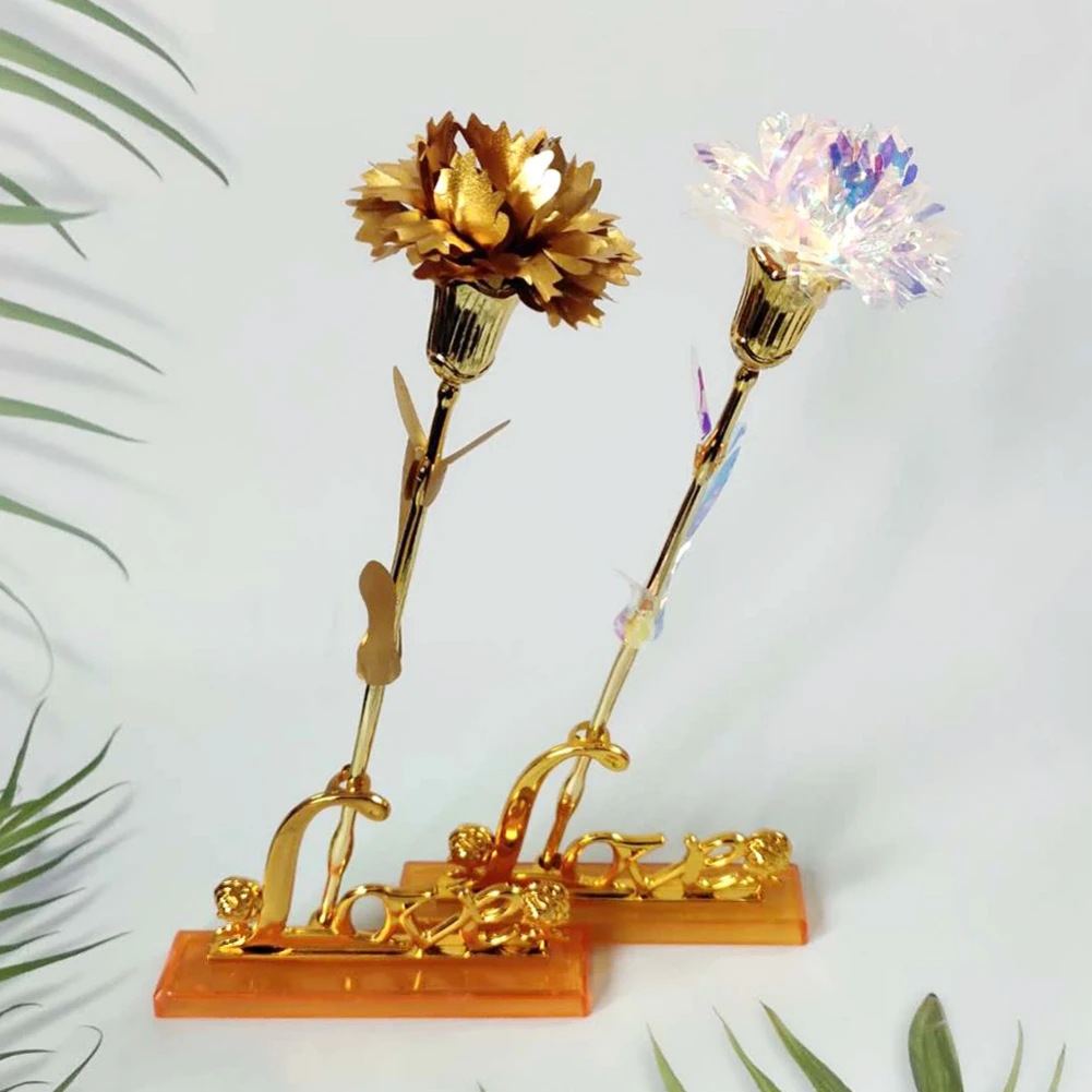 

24K Gold Foil CarnationFlower Creative Gift Emulated Flower Mother's Day Gift Single Gold-plated Rose Bouquet Box Home Decro