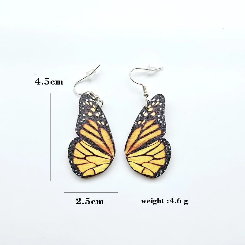 Винтажные красочные деревянные серьги в виде крыльев бабочки для женщин крутые