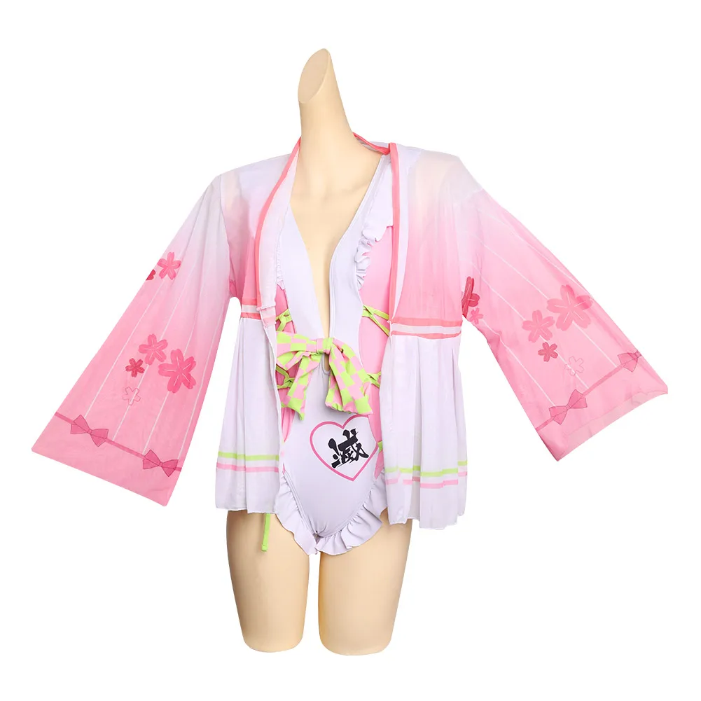

Demon Slayer Kanroji Mitsuri Cosplay Sexy Swimsuit Costume Outfits Halloween Carnival Suit For Adult Women Girls