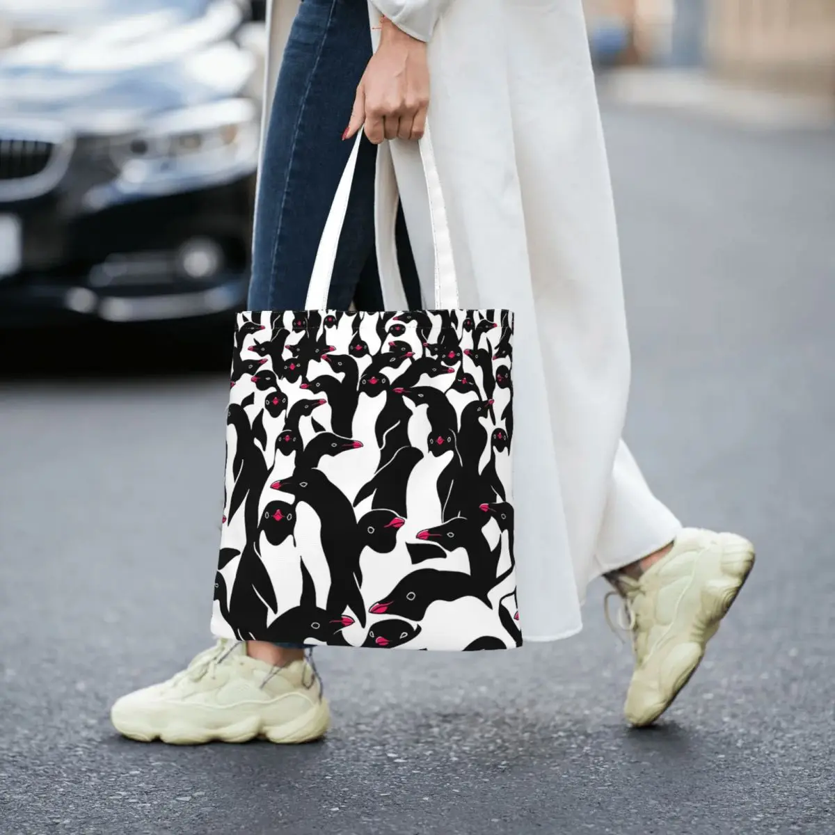 

Meanwhile Penguins II Women Canvas Handbag Large Capacity Shopper Bag Tote Bag withSmall Shoulder Bag