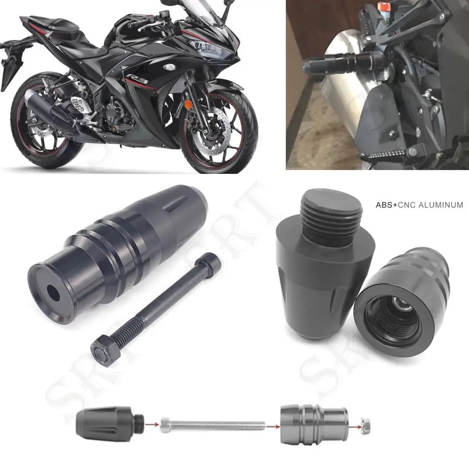 All Years 8MM Motorcycle Exhaust Crash Protector Frame Slider For Yamaha YZF R3 R25 R15 YZF-R3 YZF-R25 YZF-R15 V3 MT03 MT25