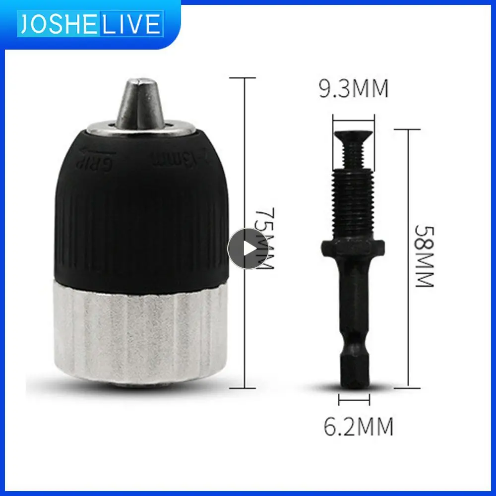 

2-13mm Electric Drill Conversion Chuck Self Tightening Drill Chuck Hexagonal Handle Adapter Self-locking Keyless Driver Tools
