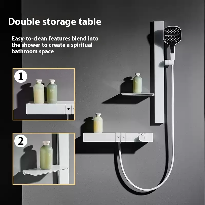 Полностью медная темно-серая термостатическая простая насадка для душа водопад