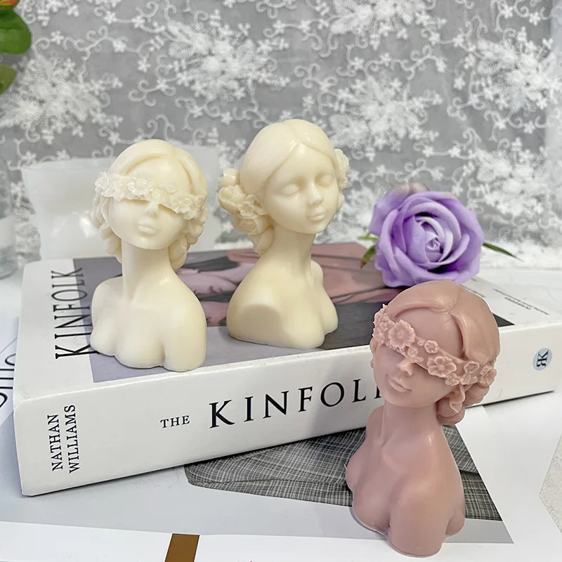 

Beautiful Wreath Girl Candle Silicone Mold for Handmade Desktop Decoration Gypsum Epoxy Resin Aromatherapy Candle Silicone Mould