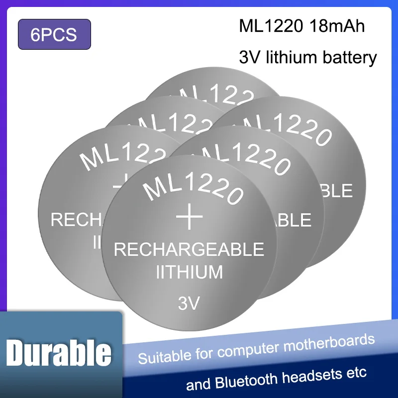 6 шт. часовые батарейки ML1220 3 В Литиевые Батарейки ML 1220 замена CR1220 |