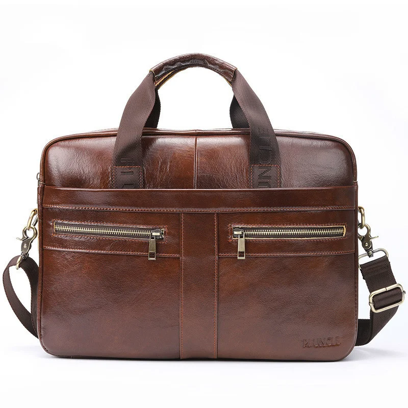 Genuine Cowhide Single Shoulder Messenger High-quality handbags men designer luxury Portable Document briefcase free shipping