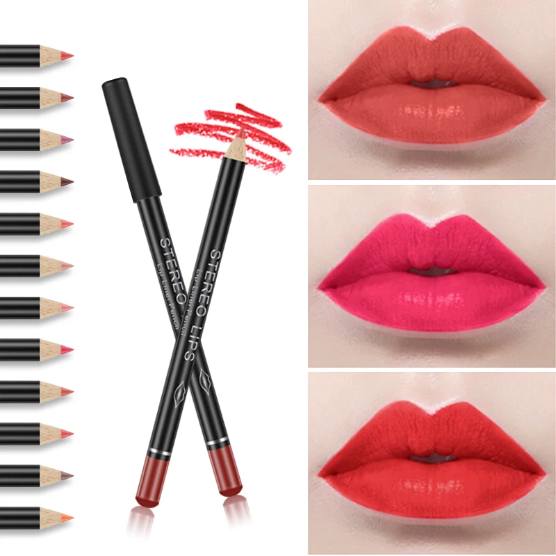 

12 Colors Lipliner Pencil Lip Makeup Lipstick Pencils Waterproof Lipliner Lady Charming Lip Liner Pen Cosmetics Korea