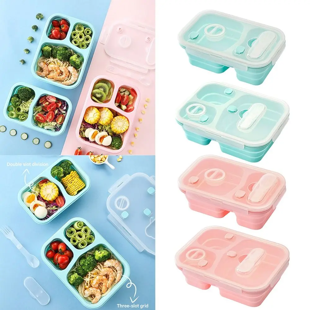 

Leakproof With Spoon Foldable for Kids Bento Box Collapsible Food Storage Container Food Containers Lunch Box