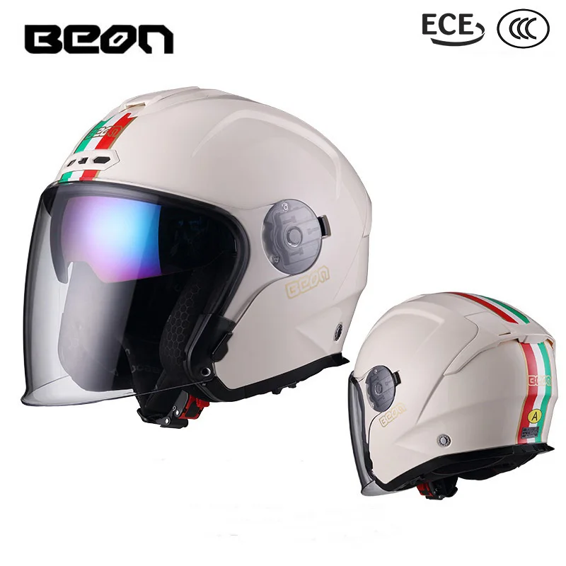 Мужской и Женский мотоциклетный шлем BEON 3/4 с двумя линзами Notocross полулицевой для