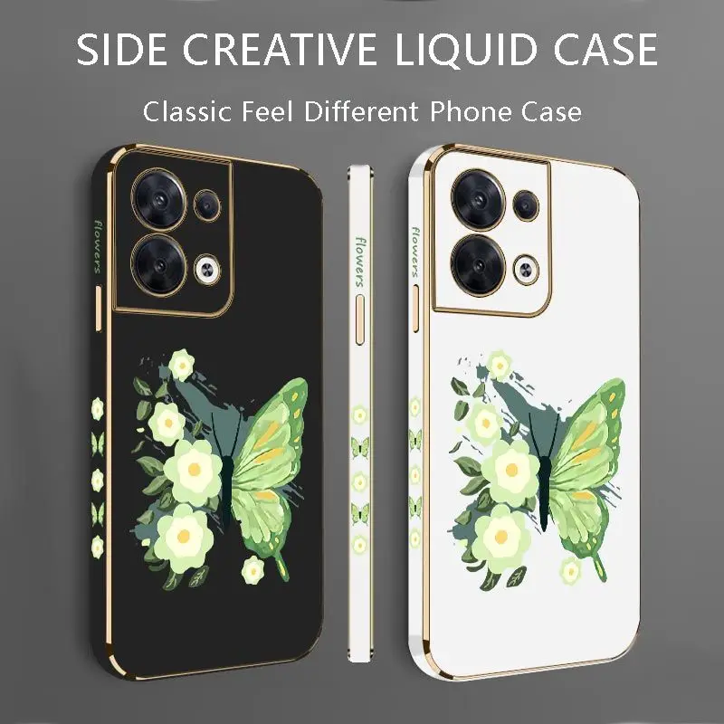 Patterned Butterflies Luxury Plating Phone Case For OPPO Reno 8 8T 8 Pro 7 7Z 6 5 F19 F9 F9 Pro Cover