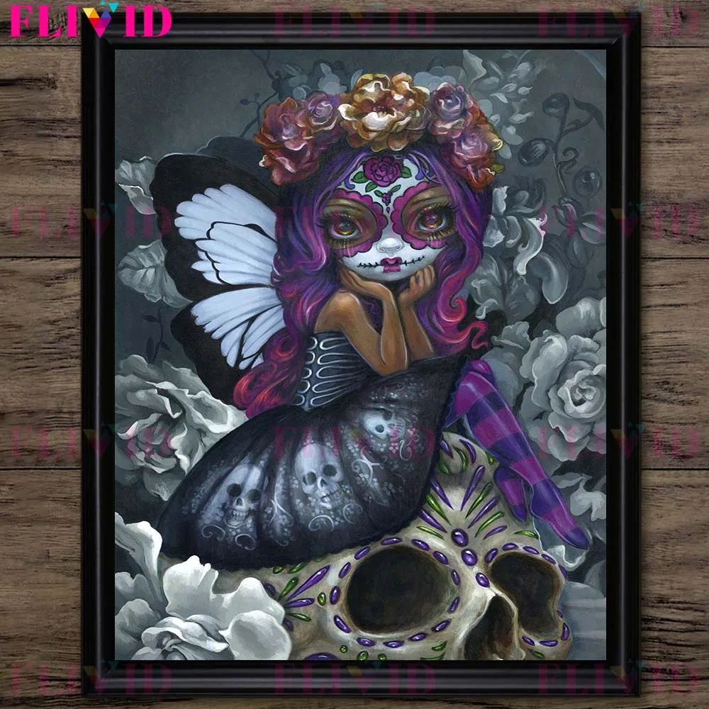 Задуманный милый Единорог фея и большой глаз девушка настенная Картина на холсте