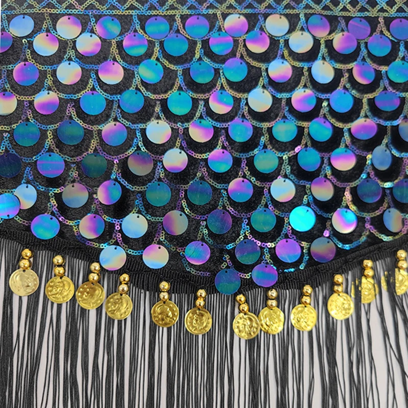 Женский набедренный платок с бахромой и цветными монетами аксессуар для танца