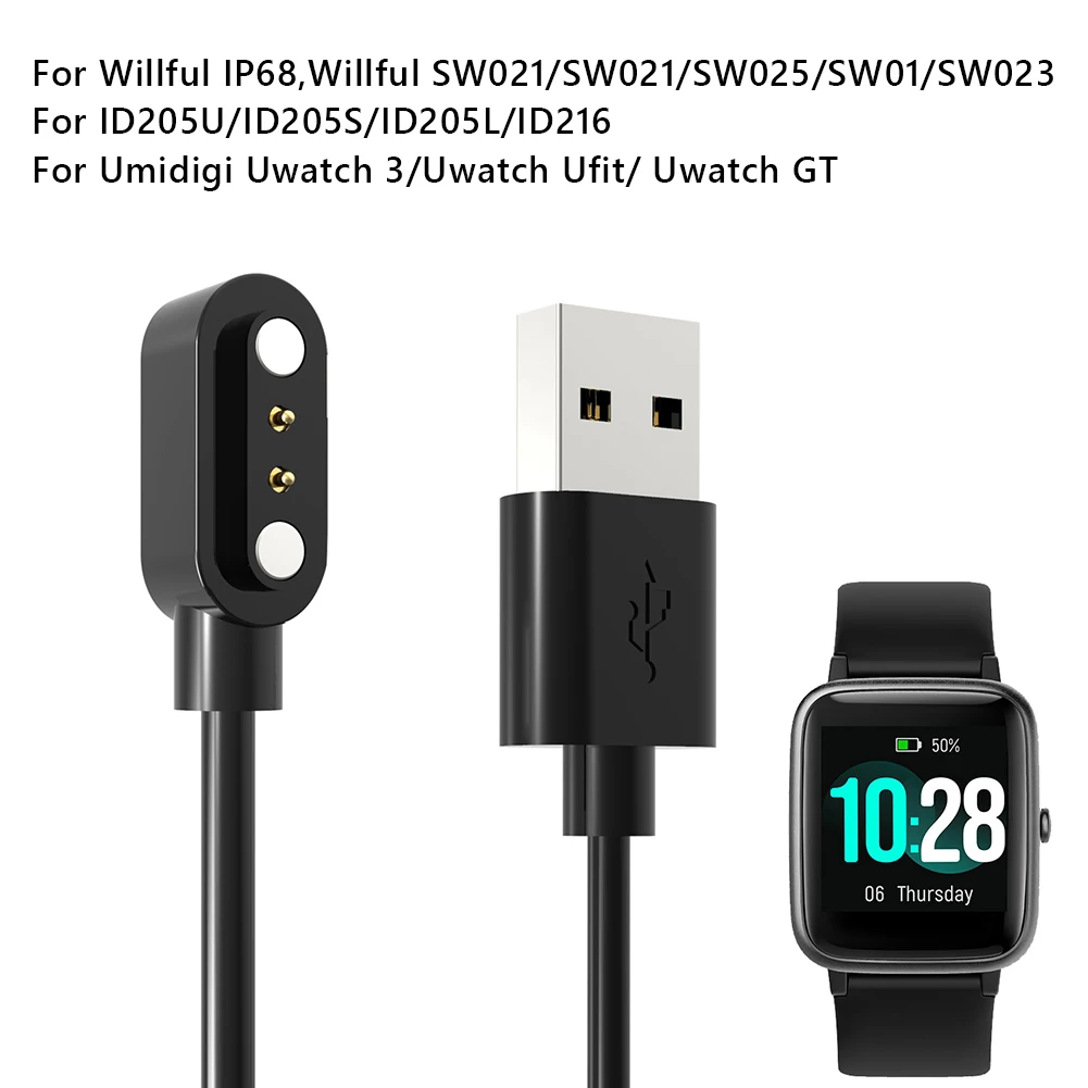 

Smartwatch Charging Cable for Willful IP68/SW021/SW025/SW01/SW023 Uwatch 3 Sport Watch Magnetic Charger Power Supply Wire Dock