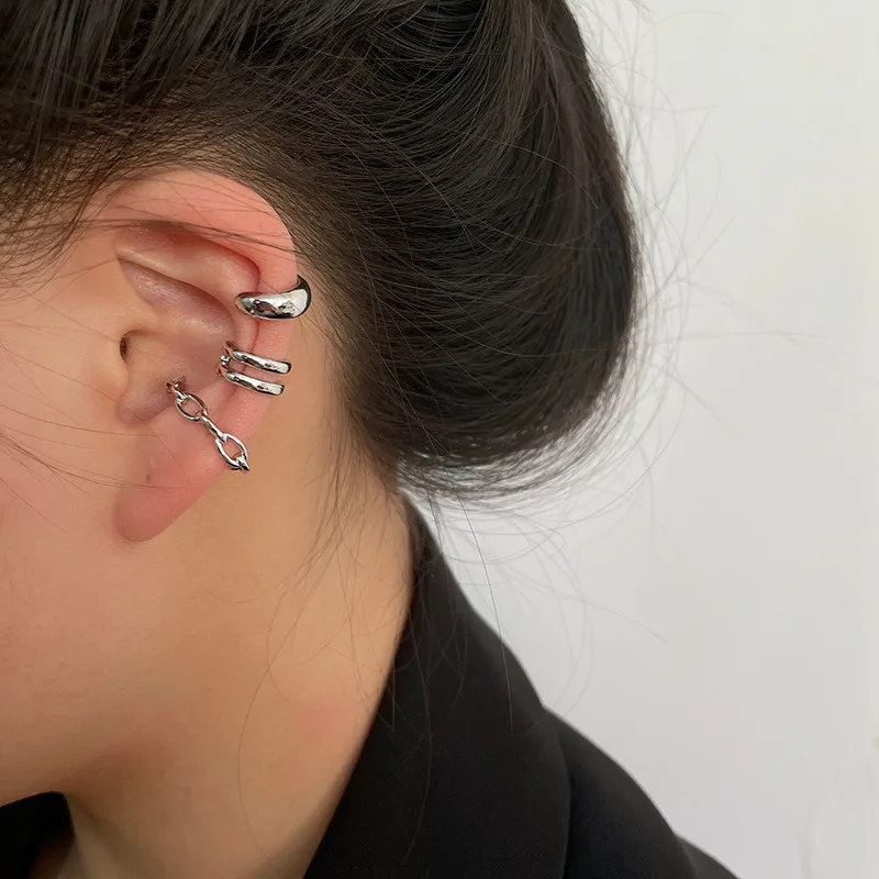 

2022 New Clip Earrings for Women and Men Non Ear Hole Stud 3 Pcs Set Fashion Girls Stainless Steel Jewelry Accessories Gifts