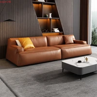 private custom italian leather sofa top layer cowhide modern simple small family living room straight row leather art sofa
