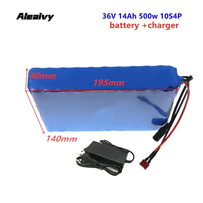 

Aleaivy NEW 36V 14Ah 500w 10S4P lithium ion rechargeable battery pack 42v electric bicycle electric car with 15A discharge BMS