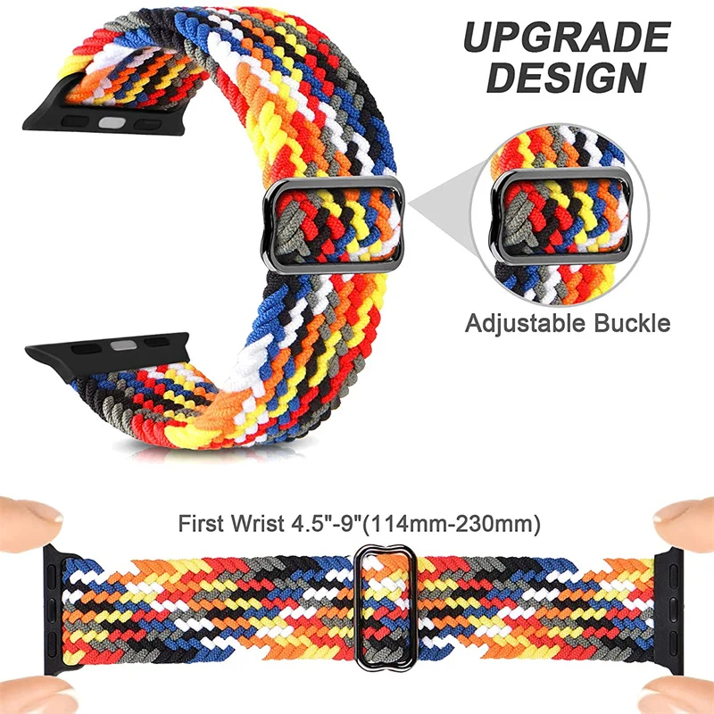 Nylon Braided Loop For Apple Watch Band UItra 49mm 45mm 41mm 44mm 42mm 40mm Elastic Adjustable strap For iWatch series 8 7 6 SE
