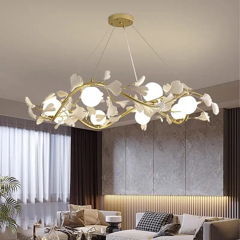 

Modern Petal LED Chandelier Creative Dining Living Room Kitchen island pendant lights Home Decor Luxury White Hanging Lamp G9