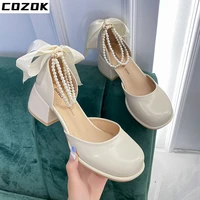 2022 new summer sandals women women shoes high heel thick mary jane dress party pumps designer luxury chunky heels zapatos mujer