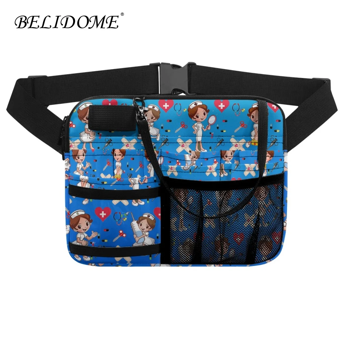 

Blue Gradient Nurse Bag Design Women Nurse Fanny Pack Purse Nursing Belt Organizer Waist Bag Nurse Scissors Care Kit Tool Case