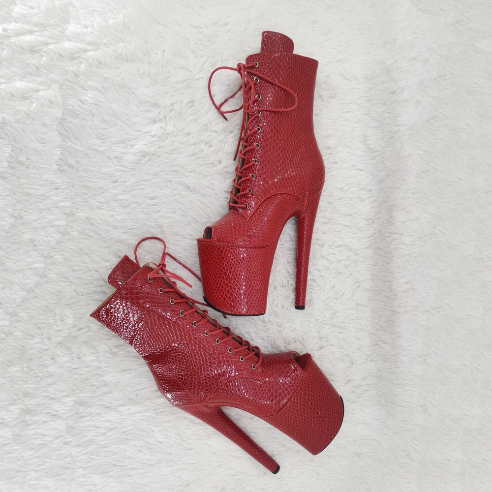 Leecabe 20cm/8inches Snake  upper Party  High Heel platform open toe  Pole Dancing boots