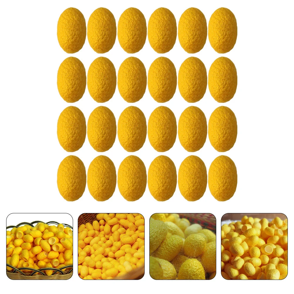 

50pcs Face Care Silkworm Cocoons Facial Cleaning Silkworm Cocoons (Yellow)