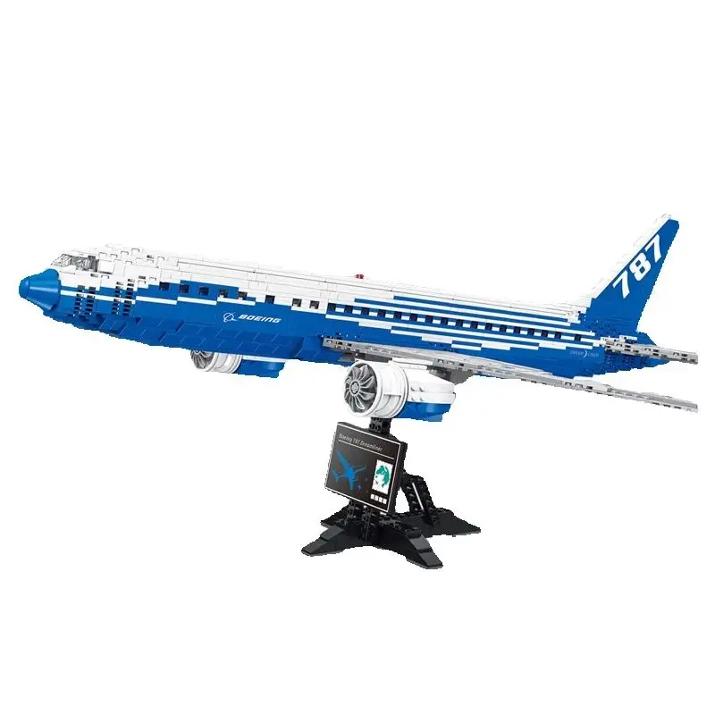 Фото В НАЛИЧИИ MOC Dreamliner 787-8 Строительные блоки Сборка модели Идея авиационного самолета Конструктор Кирпич 1353 шт. Игрушки Подарки для мальчиков №1