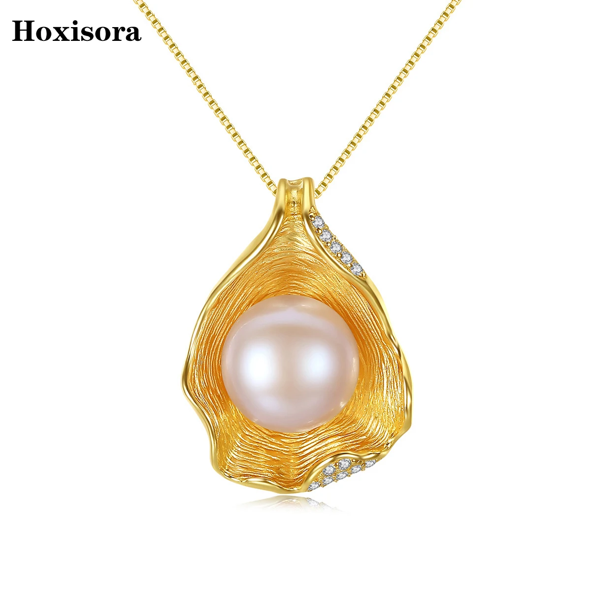 

Hoxisora European and American Hot selling Pearl Necklace S925 Shell Design 18K Gold Plated Freshwater Pearl Women's Necklace
