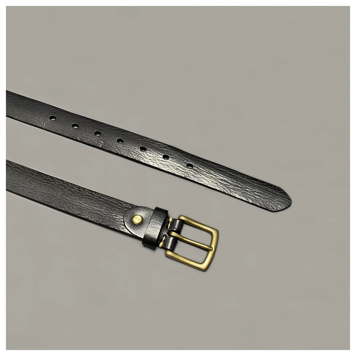 

Japanese handmade leather vintage denim casual belt men's and women's first layer leather copper buckle click belt black