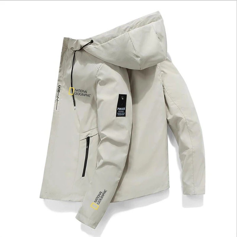 

2023national Geographic Men'S Wear, Outdoor Camping And Mountaineering Jacket, Breathable And Waterproof, Hooded Sweatshirt