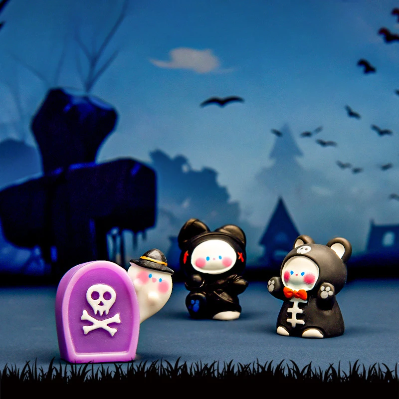 Mini ozdoba na Halloween Kreskówka Dynia Duch Miotła Figurka czarownicy Mikro Krajobraz Wnętrze samochodu Dekoracja pulpitu domu