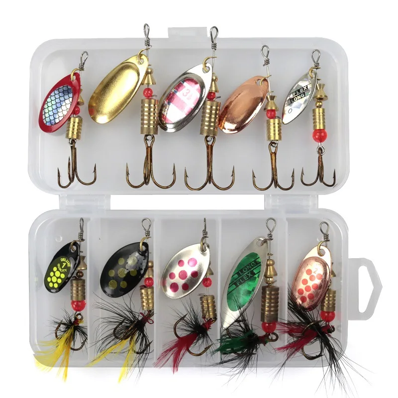 

PRO BEROS 10pcs Fishing Spoon Baits Spinner Lure 3g-7g Fishing Wobbler Metal Lures Spinnerbait Isca Artificial Free With Box