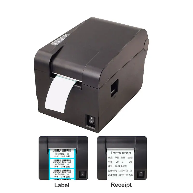 

High quality USB port 20-60mm Thermal barcode printer Thermal Sticker printer 58mm receipt printer Thermal POS printer