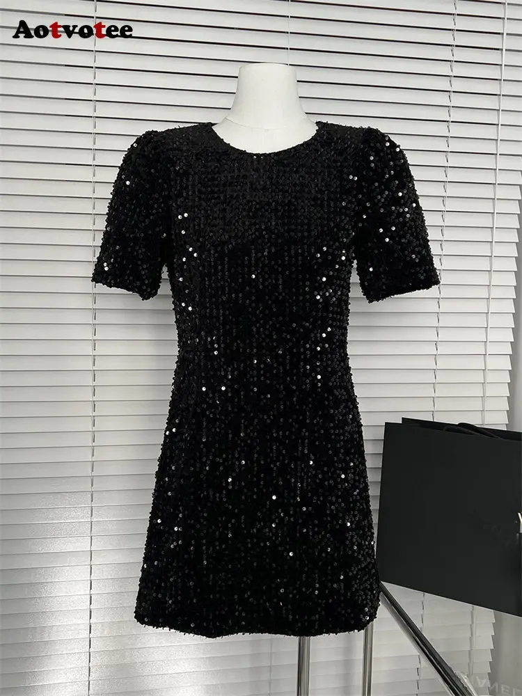 

Женское платье с рукавом, винтажное повседневное мини-платье с воротником, шикарное черное бархатное платье, новое модное сексуальное платье с блестками, женское короткое платье