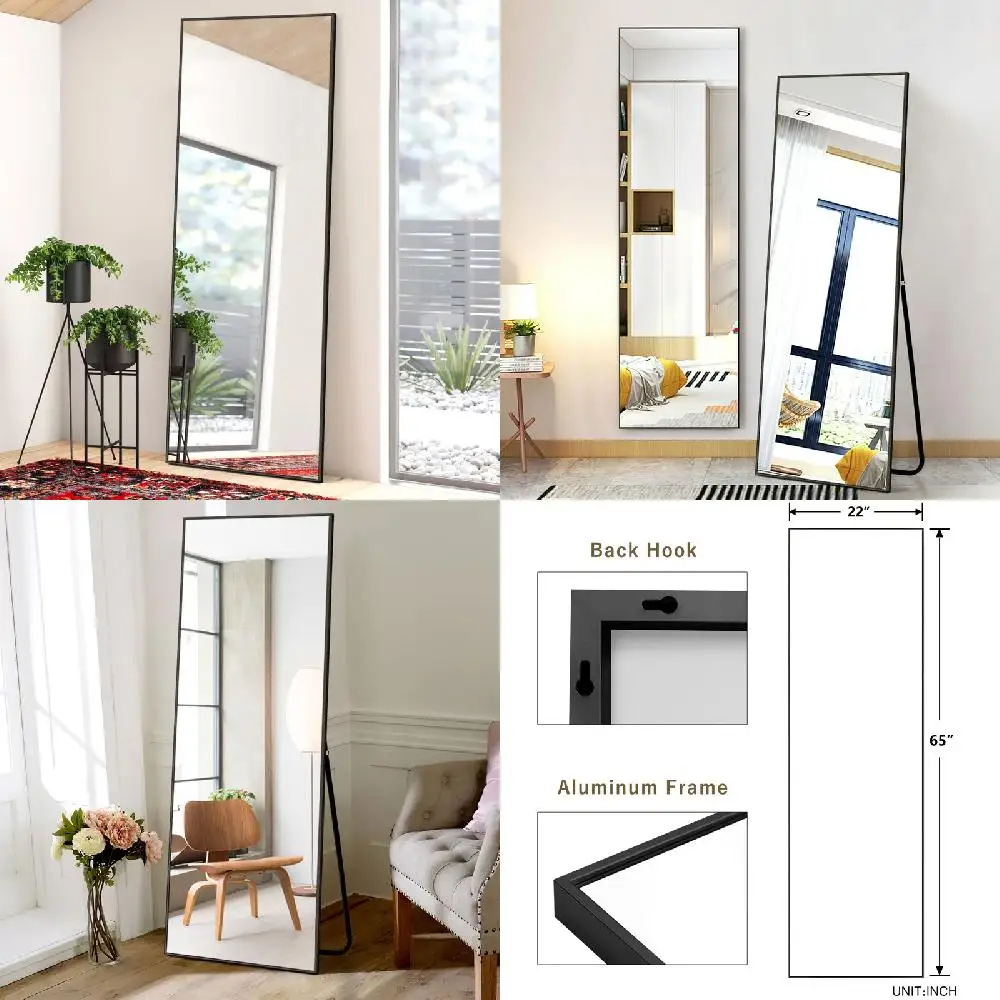 

Sleek and Stylish Black Full Length Floor Mirror - Perfect Home Decoration Frame for Bedroom, Bathroom and Living Room.