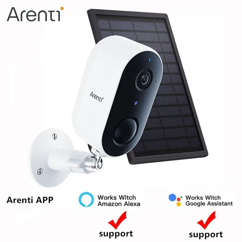 

Наружные водонепроницаемые Wi-Fi камеры видеонаблюдения ARENTI, защита умного дома, IP-камера 1080P, Аудио Веб-камера с солнечной панелью