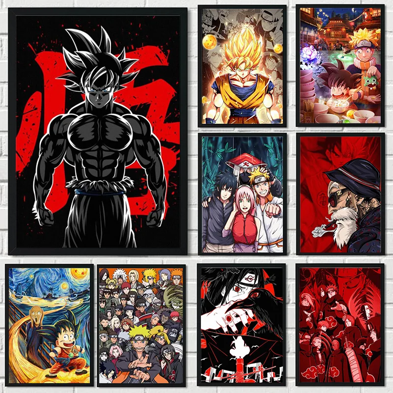 

Japanese Cartoon Anime Canvas Painting Naruto Dragon Ball Goku Posters Print Mural Pictures Boy Room Home Wall Art Decor Gifts