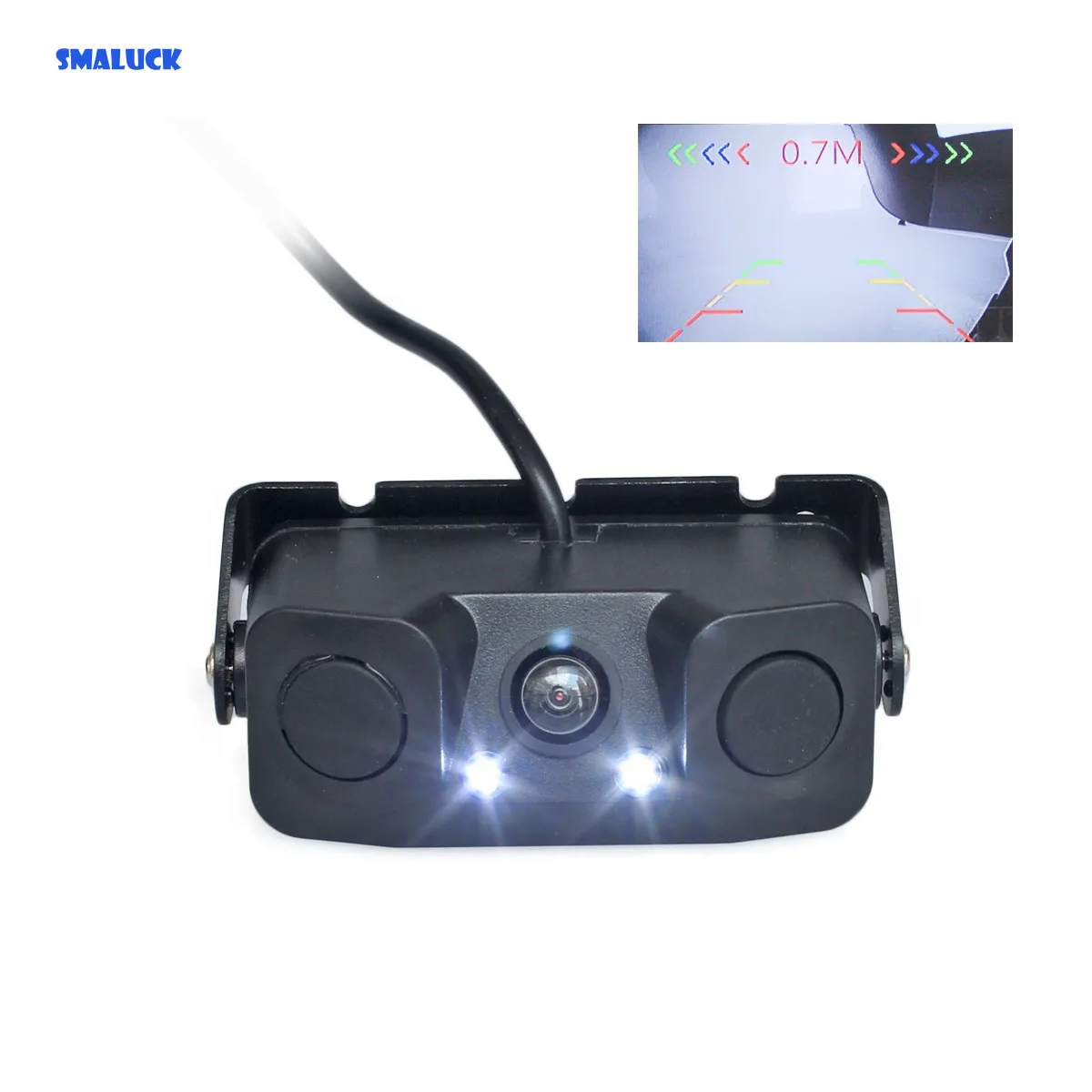 

SMALUCK Waterproof Packing Radar Sensor Car Reverse LED Night Vision Rear View Car Camera Wide Angle for Parking Assistance Kit
