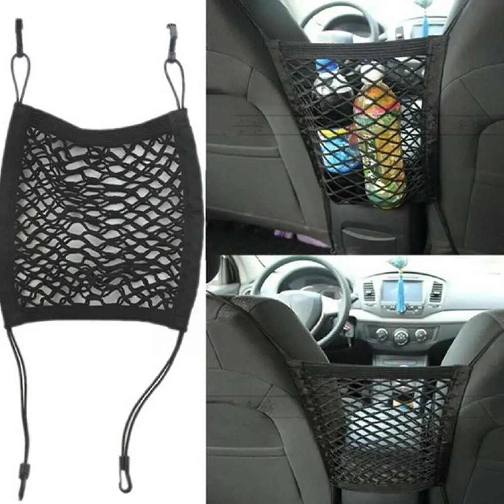 

Car Trunk Back Elastic Mesh Bag Car Storage Organizer Cage Mesh Pocket Pockets Grid Mess Black Holder Car Bags Box N5r7