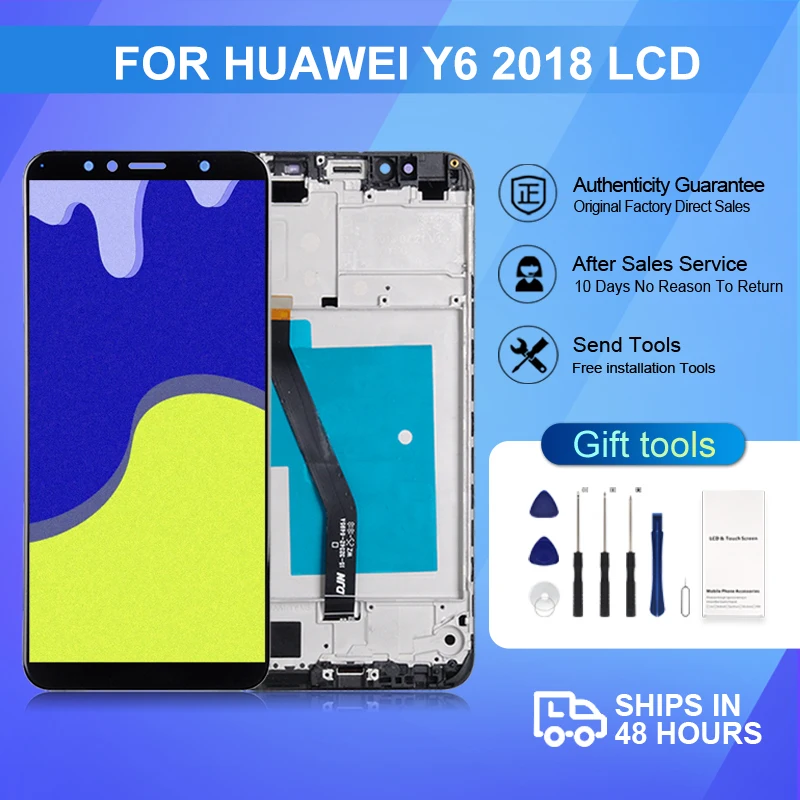 

1Pcs 5.7 Inch Y6 Prime 2018 LCD For Huawei Y6 2018 Display Screen Touch Panel Digitizer Assembly With Tools Free Shipping