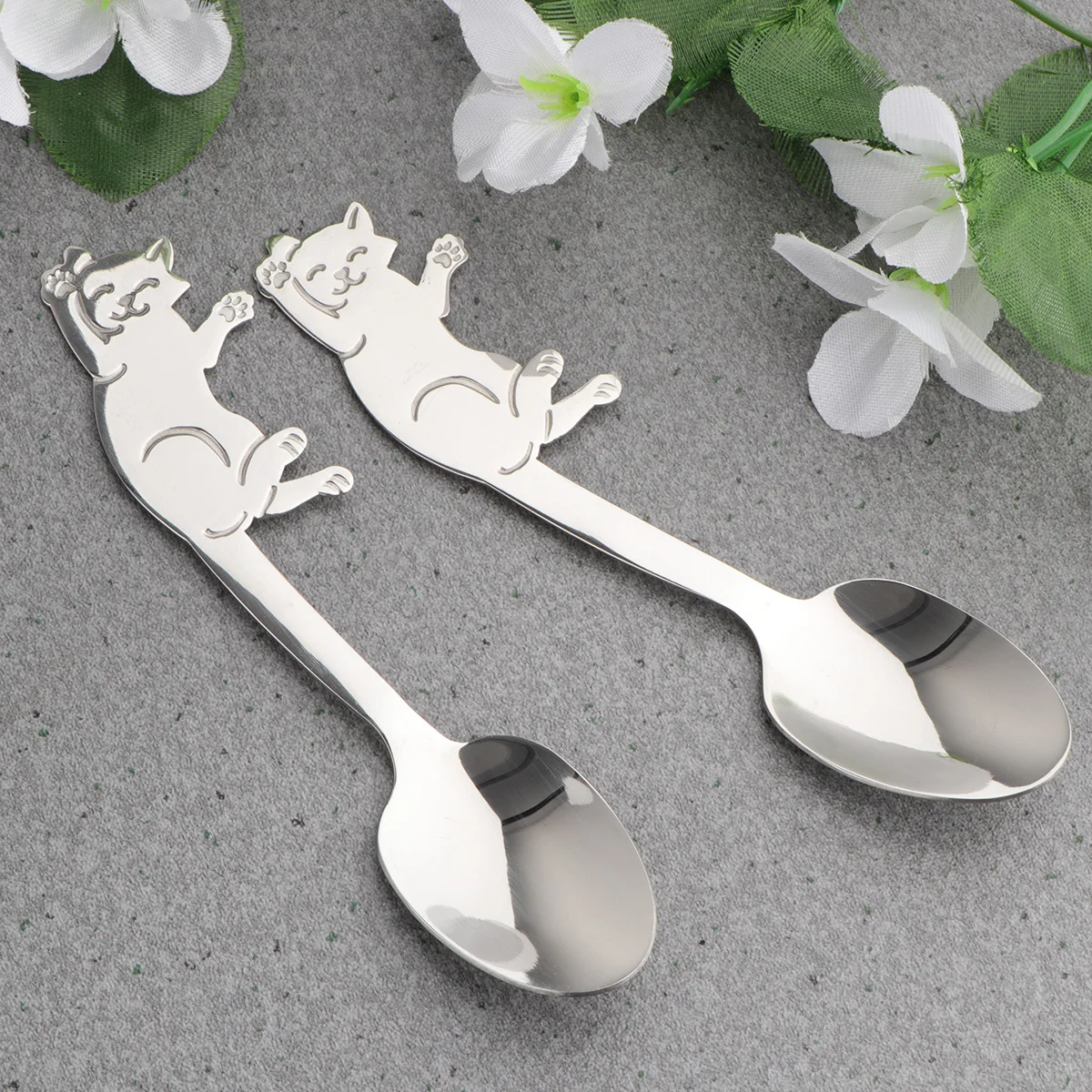 

2 pcs Stainless Steel Mixing Spoons Appetizer Spoons Cartoon Drinking Spoons Spoon Drinking Spoon Sugar Spoon