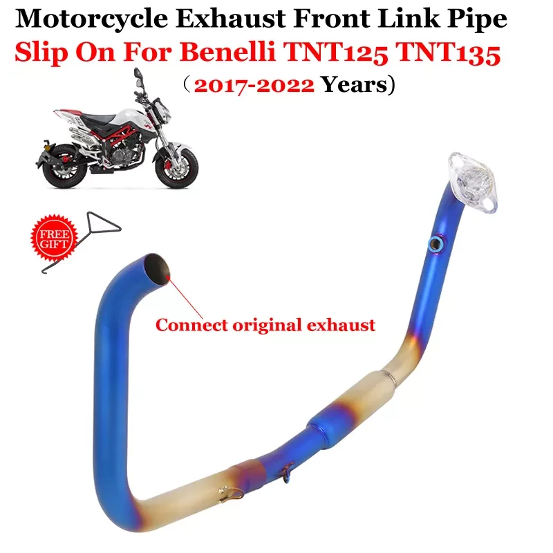 

NEW2023 Slip-On For Benelli TNT125 TNT135 2017 - 2022 Motorcycle Full Exhaust System Front Mid Middle Link Pipe Modify Escpae Mo