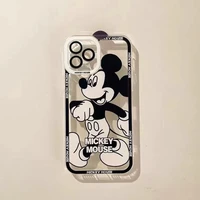 mickey mouse black and white clear phone case for iphone 13 12 11 pro max mini xr xs max x 8 7 6 plus se 2020 back cover